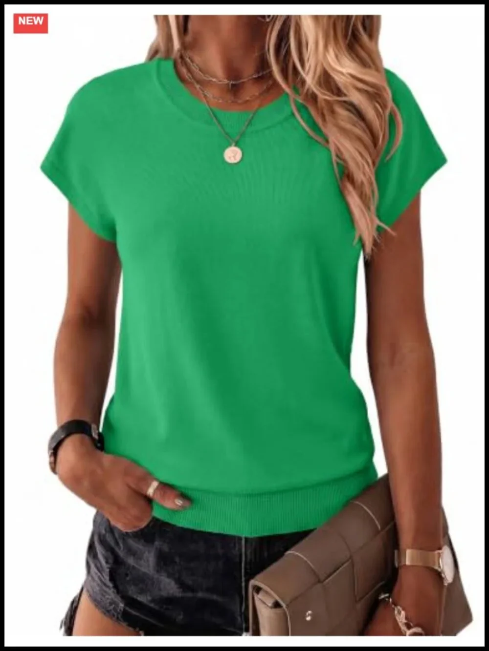 Women's Cap Sleeve Crewneck Sweater 100% Viscose Lightweight Pullover